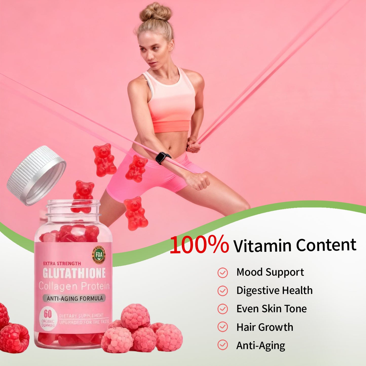 One Gummy, Total Wellness Balance Gut, Glow Skin, Strong Hair — All in One