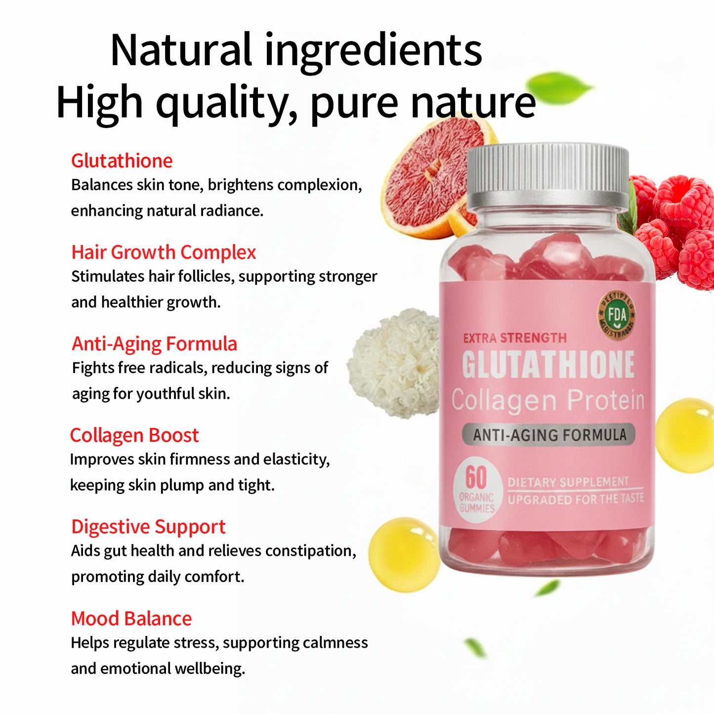 One Gummy, Total Wellness Balance Gut, Glow Skin, Strong Hair — All in One